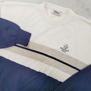 Titleist Sweater Mens 2XL Blue Striped Crew Neck Golf Magnolia Point Cotton